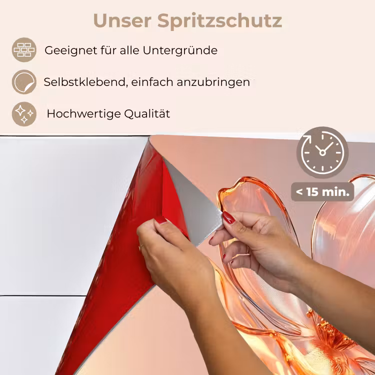 Glazen - Bloem - Roze keuken achterwand spatscherm klein -spatscherm_DE