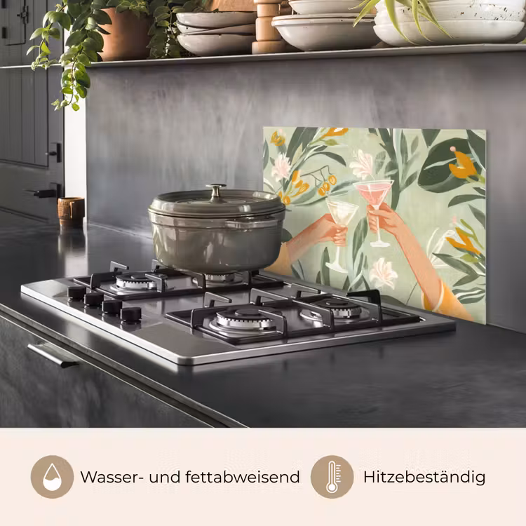 Glazen - Proosten - Bladeren - Groen keuken achterwand spatscherm klein -usp_DE