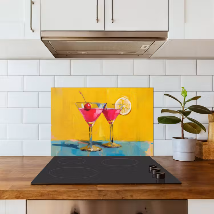 Glazen - Cocktail - Citroen - Kers keuken achterwand spatscherm klein -sfeer2