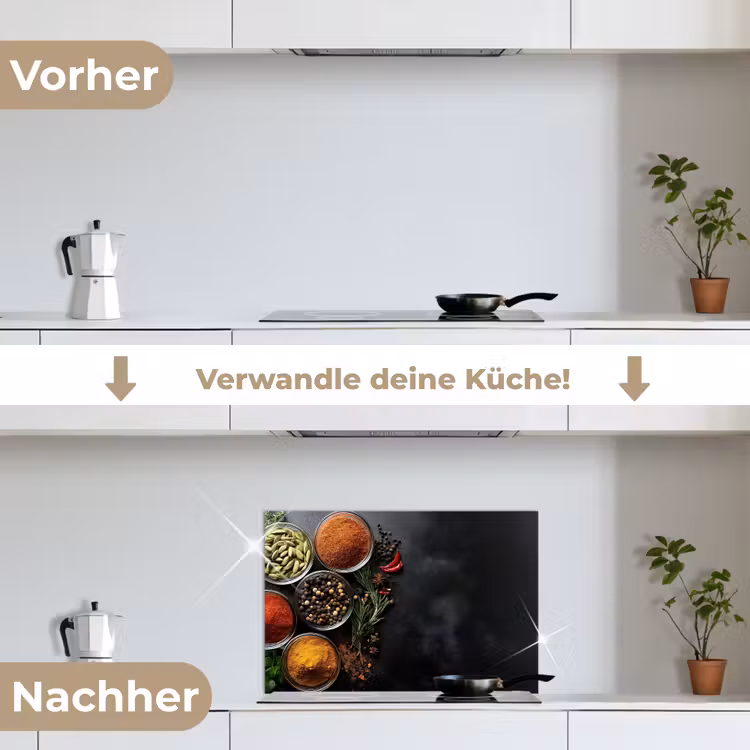 Glazen - Bakjes - Blaadjes - Kruiden keuken achterwand spatscherm klein -voor_na_DE
