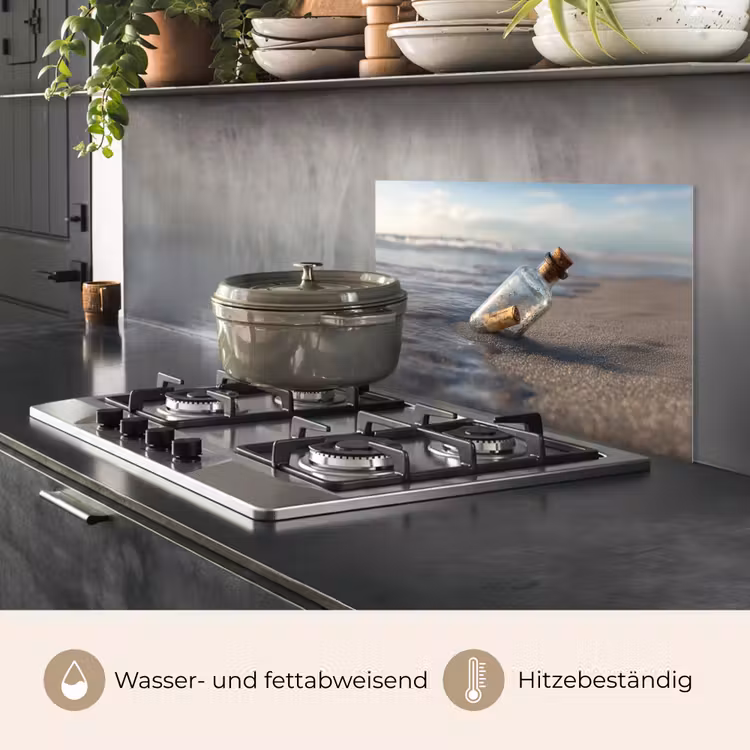 Glazenfles - Post - Zee - Zand keuken achterwand spatscherm klein -usp_DE
