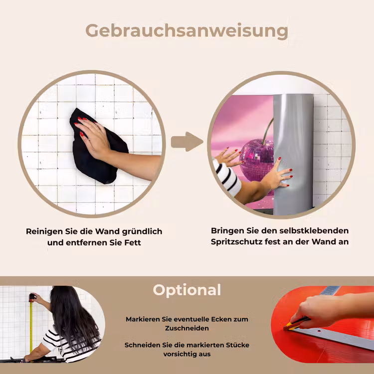 Glitter - Discobol - Roze - Kersen keuken achterwand spatscherm klein -gebruiksaanwijzing_DE