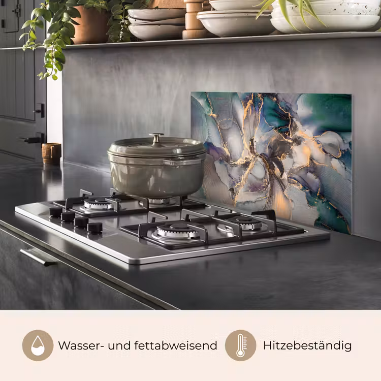Goud - Blauw - Marmer keuken achterwand spatscherm klein -usp_DE