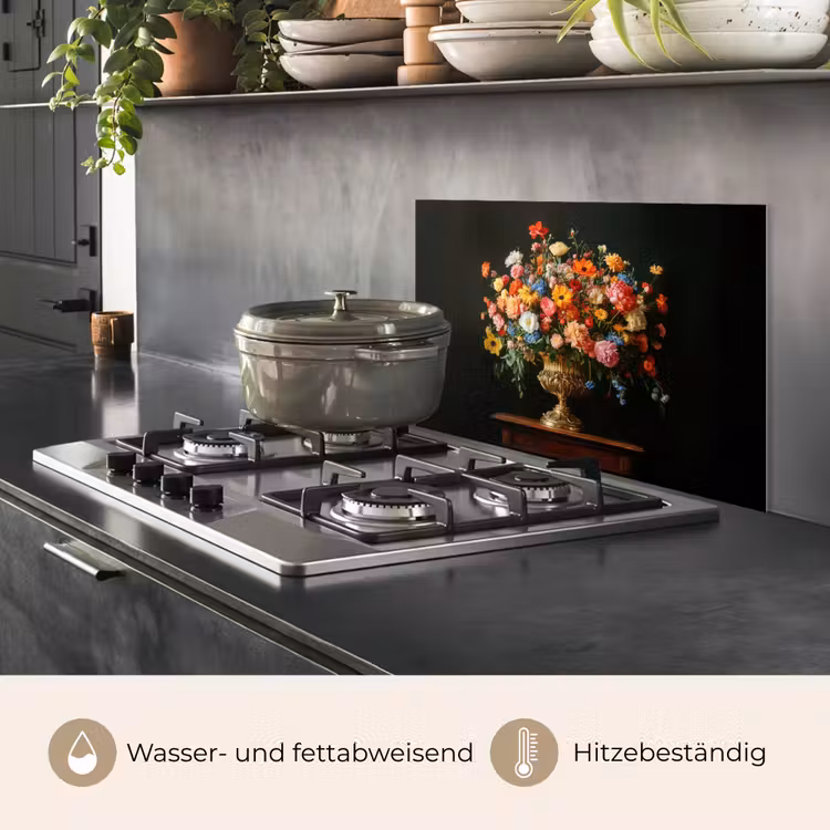 Goud - Bloemen - Kleuren - Vaas keuken achterwand spatscherm klein -usp_DE
