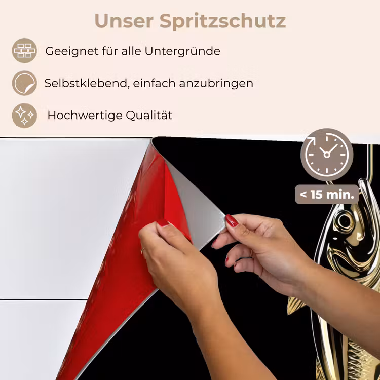 Goud - Vis - Haak - Zwart keuken achterwand spatscherm klein -spatscherm_DE