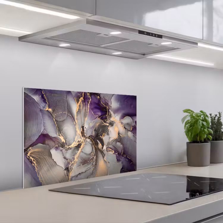 Goud - Paars - Marmer keuken achterwand spatscherm klein -3d_schuin