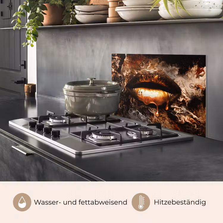 Goud - Lippen - Kunst keuken achterwand spatscherm klein -usp_DE