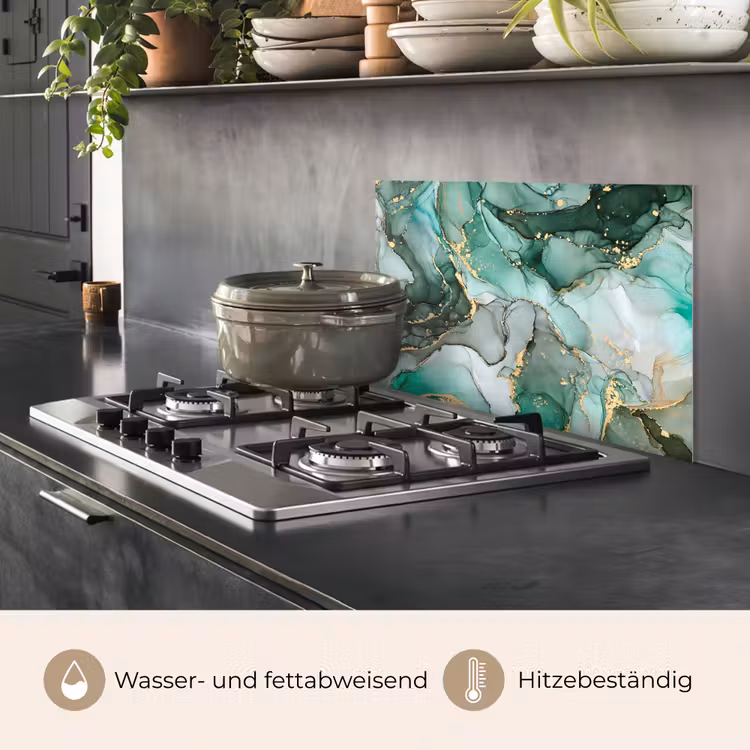 Goud - Marmer - Groen - Luxe - Marmerlook - Grijs keuken achterwand spatscherm klein -usp_DE