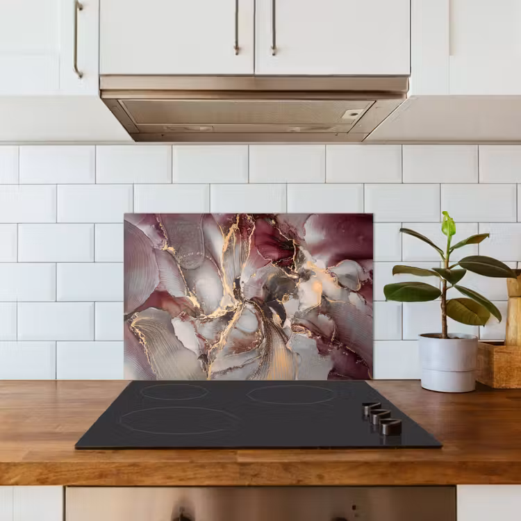 Goud - Marmer - Paars keuken achterwand spatscherm klein -sfeer2
