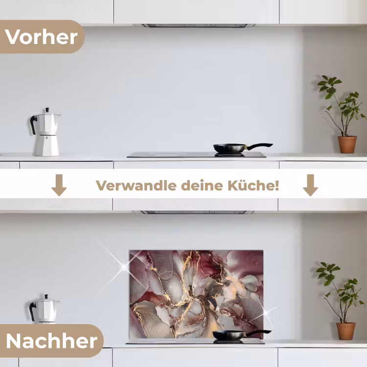 Goud - Marmer - Paars keuken achterwand spatscherm klein -voor_na_DE