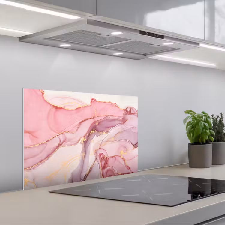 Goud - Marmer - Roze keuken achterwand spatscherm klein -3d_schuin