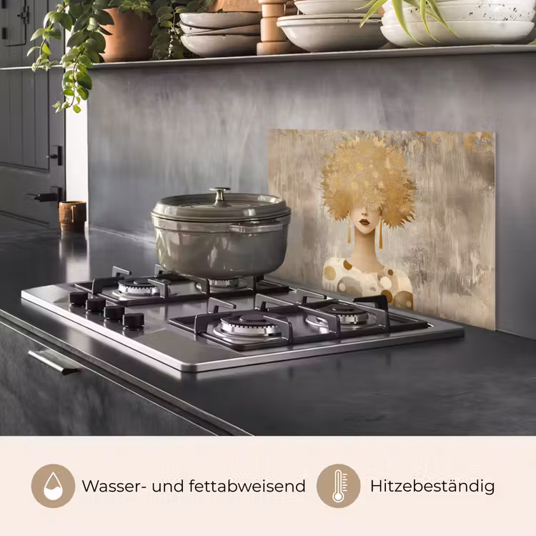 Goud - Portret - Vrouw keuken achterwand spatscherm klein -usp_DE