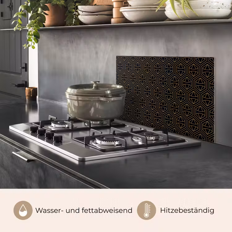 Goud - Zwart - Diamant keuken achterwand spatscherm klein 900 -usp_DE