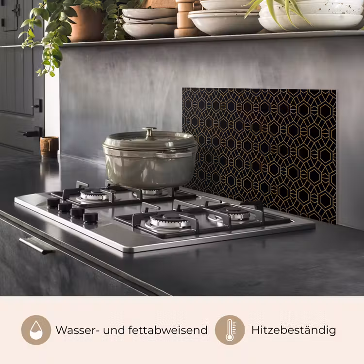 Goud - Zwart - Rozetstructuur keuken achterwand spatscherm klein 900 -usp_DE