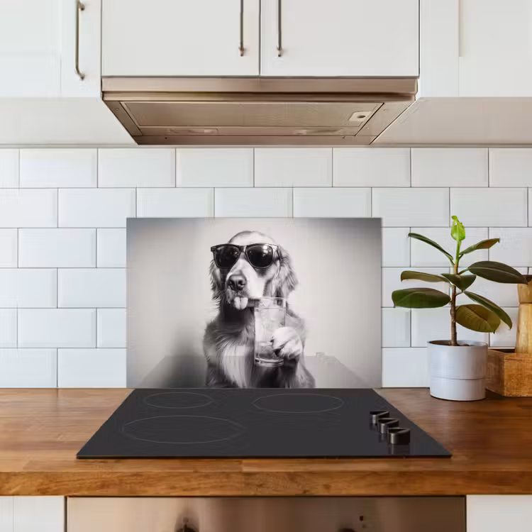 Golden retriever - Hond - Zonnebril - Gkas keuken achterwand spatscherm klein -sfeer2