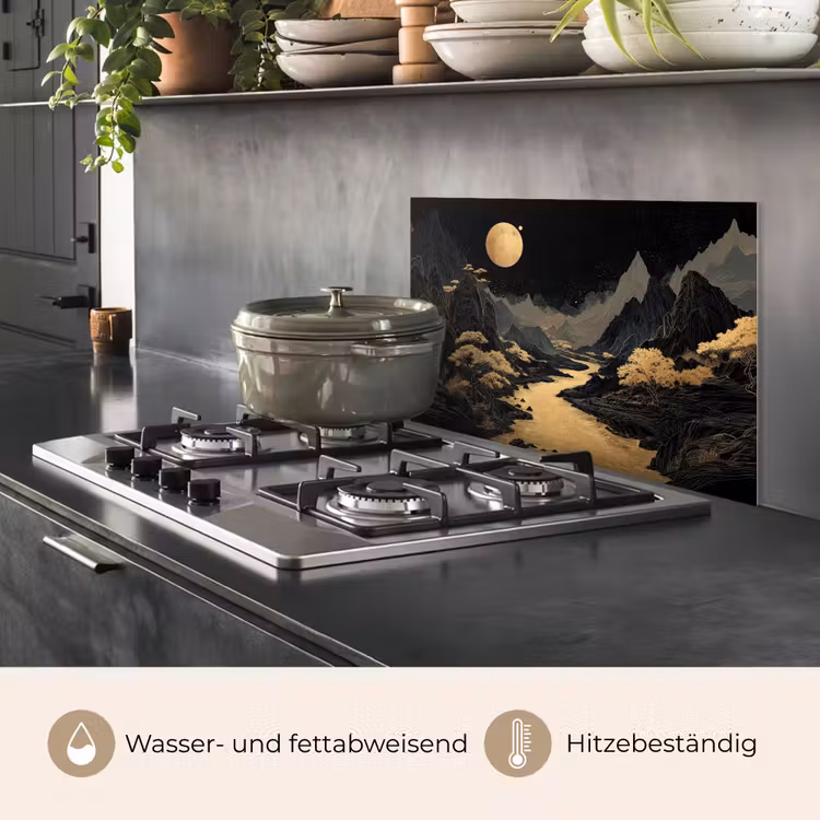 Gouden rivier - Bergen - Maan - Sterrenhemel keuken achterwand spatscherm klein -usp_DE