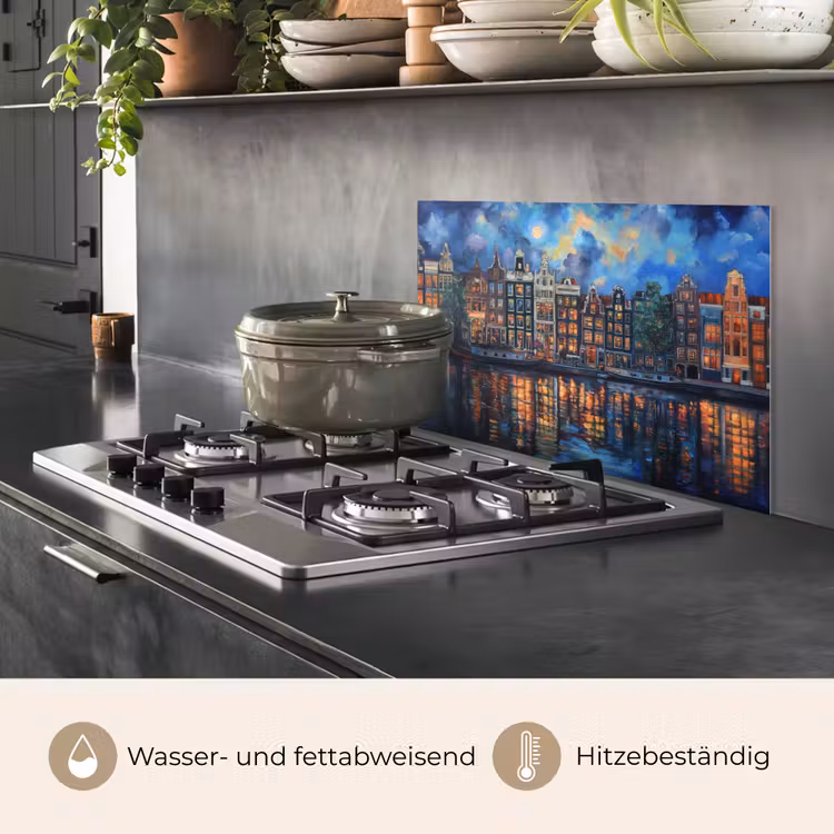 Grachten Amsterdam - Huizen - Stad - Kleurrijk keuken achterwand spatscherm klein -usp_DE