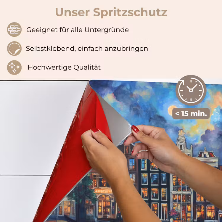Grachten Amsterdam - Huizen - Stad - Kleurrijk keuken achterwand spatscherm klein -spatscherm_DE