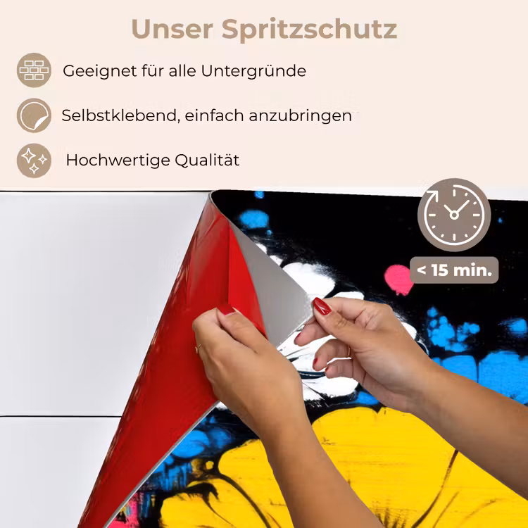 Graffiti - Bloemen - Kleur keuken achterwand spatscherm klein -spatscherm_DE