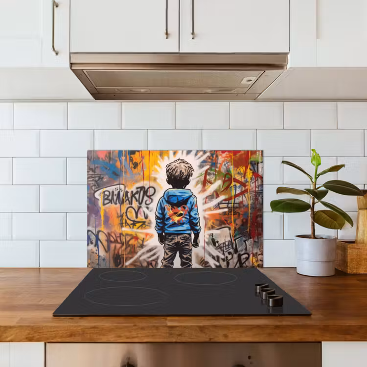 Graffiti - Jongen - Kleuren - Kunst - Street Art keuken achterwand spatscherm klein -sfeer2
