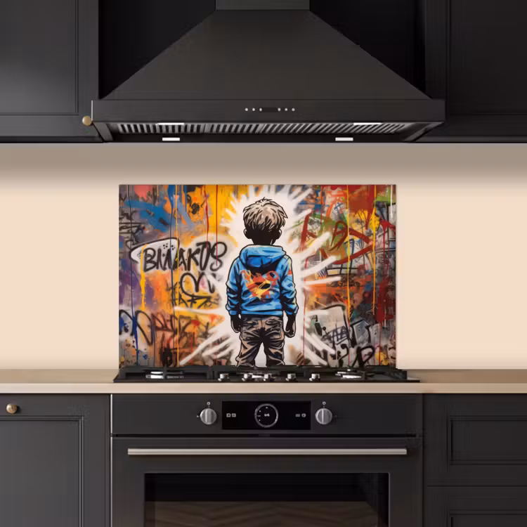 Graffiti - Jongen - Kleuren - Kunst - Street Art keuken achterwand spatscherm klein -sfeer1