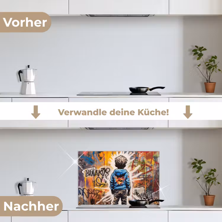 Graffiti - Jongen - Kleuren - Kunst - Street Art keuken achterwand spatscherm klein -voor_na_DE