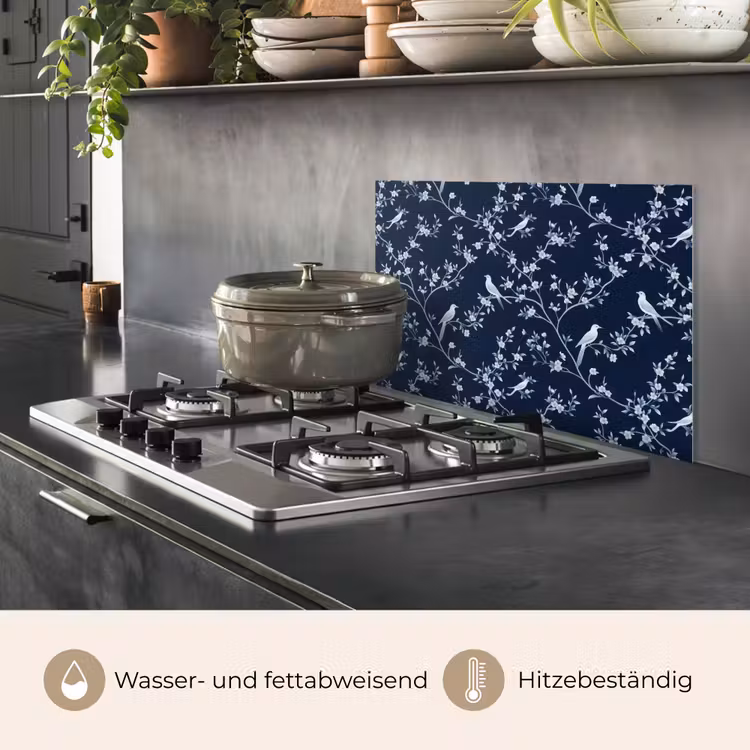 Grafisch - Bloesemtak - Blauw keuken achterwand spatscherm klein 900 -usp_DE