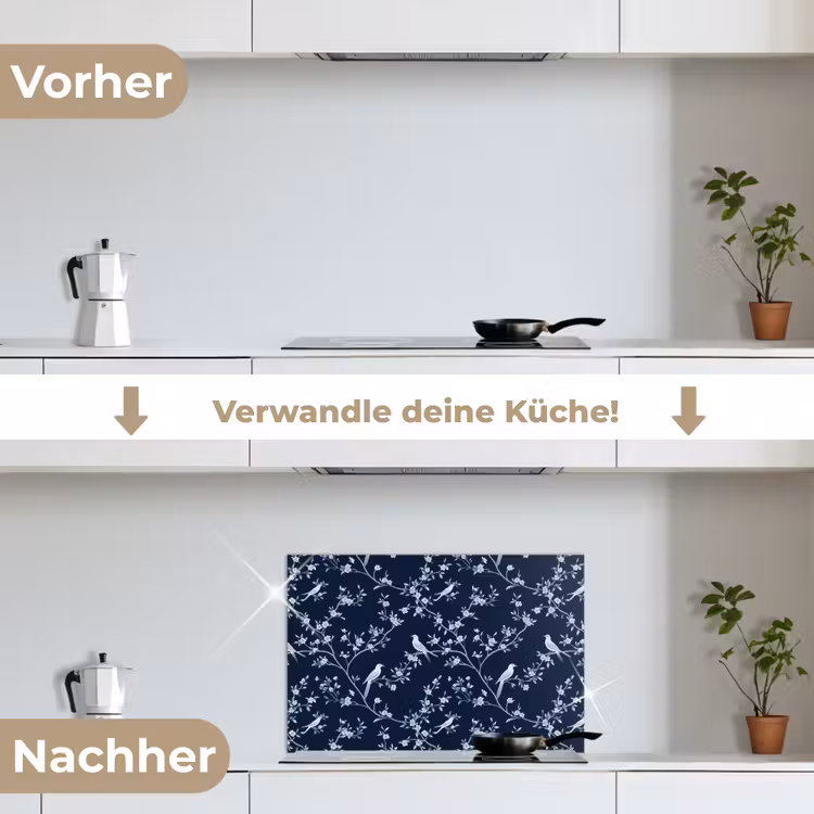 Grafisch - Bloesemtak - Blauw keuken achterwand spatscherm klein 900 -voor_na_DE