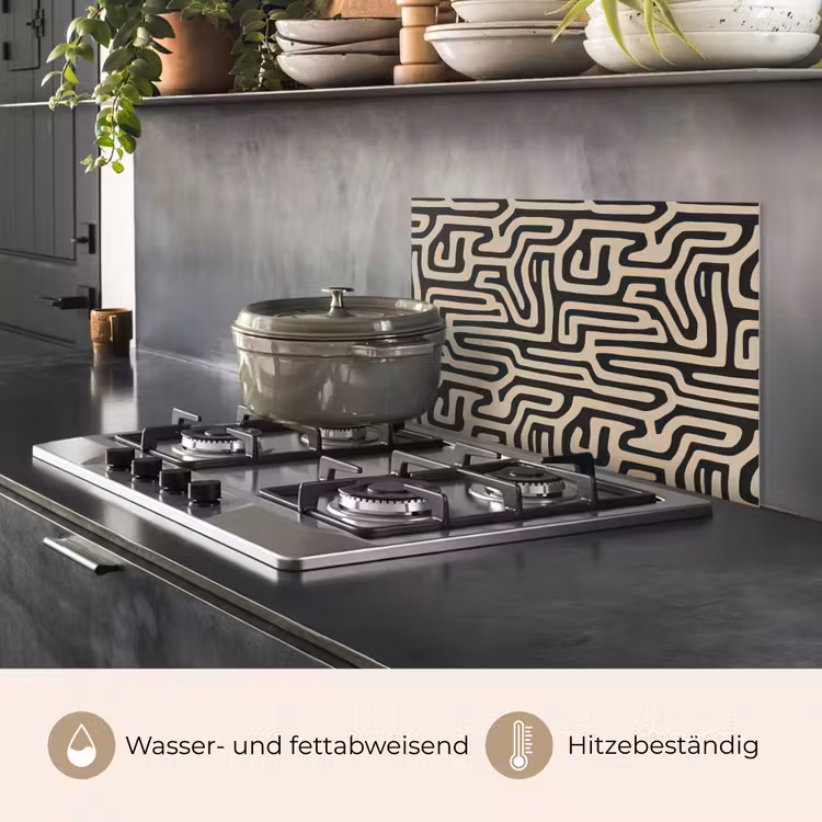 Grafisch - Lijnen - Zwart keuken achterwand spatscherm klein 900 -usp_DE