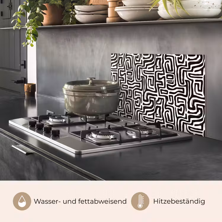 Grafisch - Lijnen - Zwart - Wit keuken achterwand spatscherm klein 900 -usp_DE