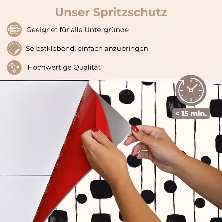 Grafisch - Modern - Zwart keuken achterwand spatscherm klein 900 -spatscherm_DE