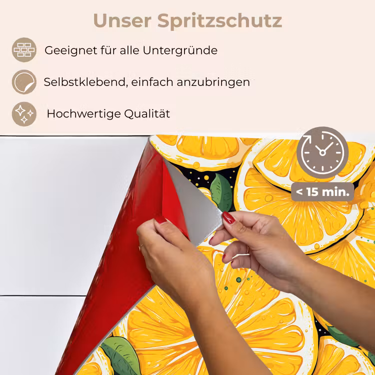 Grafisch - Citroenschijven - Blaadjes keuken achterwand spatscherm klein 900 -spatscherm_DE