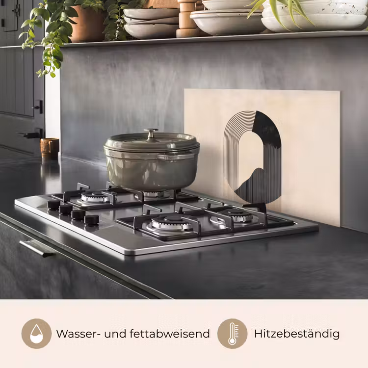 Grafisch gebogen motief - Beige keuken achterwand spatscherm klein -usp_DE