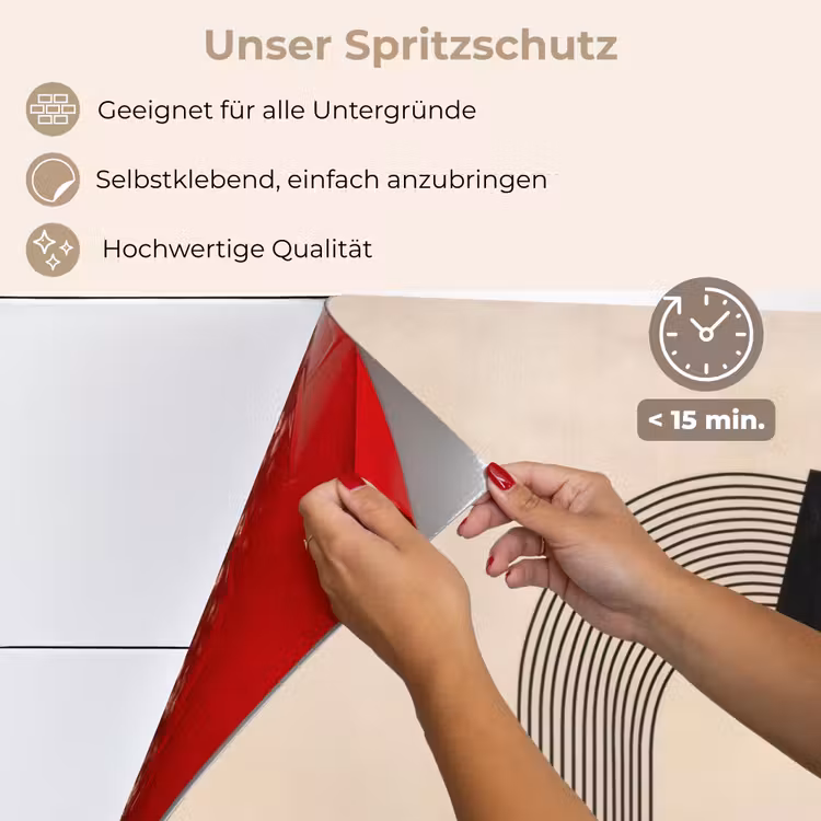 Grafisch gebogen motief - Beige keuken achterwand spatscherm klein -spatscherm_DE