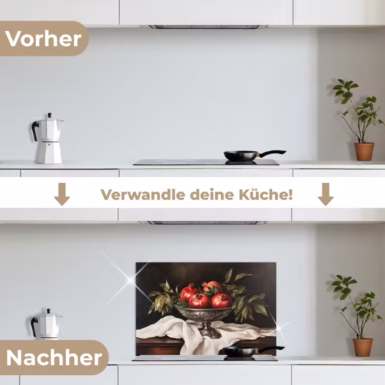 Granaatappels - Klassiek - Vintage keuken achterwand spatscherm klein -voor_na_DE