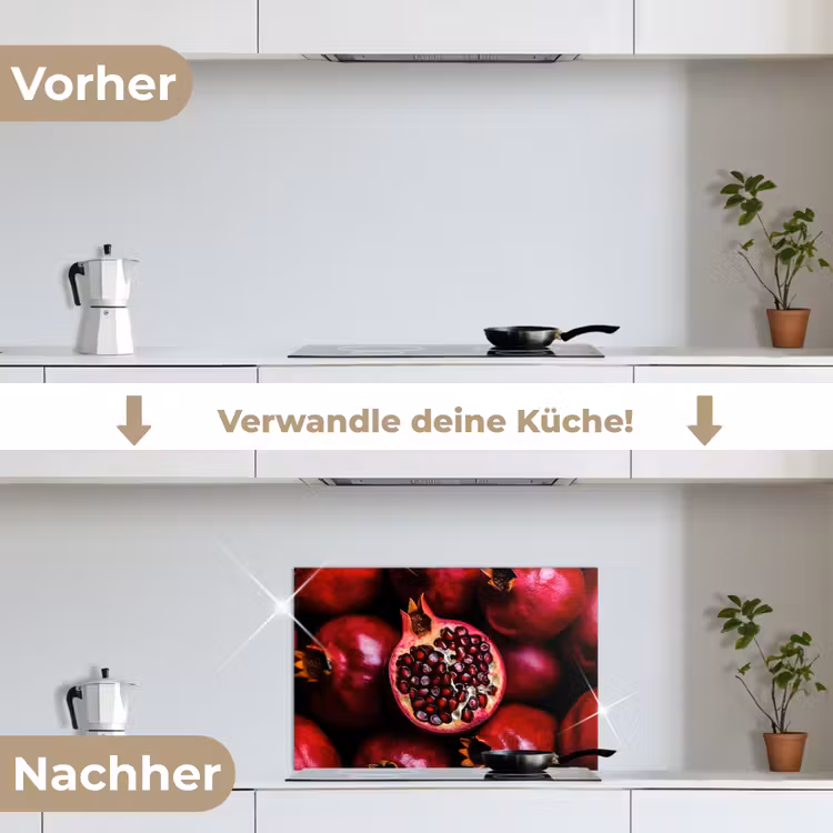 Granaatappel - Rood - Fruit keuken achterwand spatscherm klein -voor_na_DE
