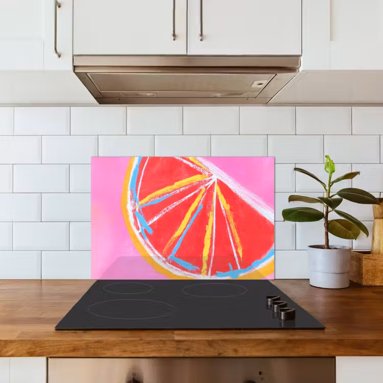 Grapefruit - Geschilderd - Roze - Strepen keuken achterwand spatscherm klein -sfeer2