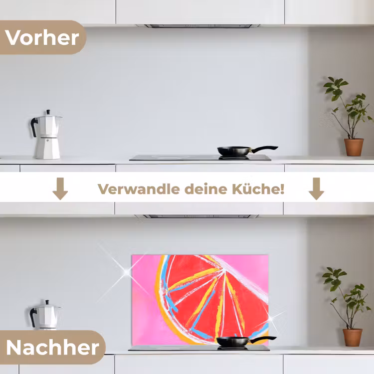 Grapefruit - Geschilderd - Roze - Strepen keuken achterwand spatscherm klein -voor_na_DE