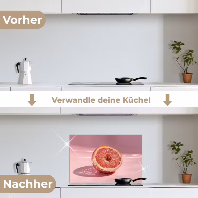 Grapefruit - Roze - Disco - Shiny keuken achterwand spatscherm klein -voor_na_DE