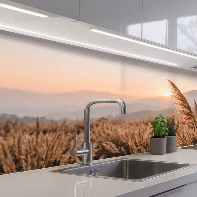 Gras - Veld - Zon - Natuur keuken achterwand 2 middel -3d_schuin