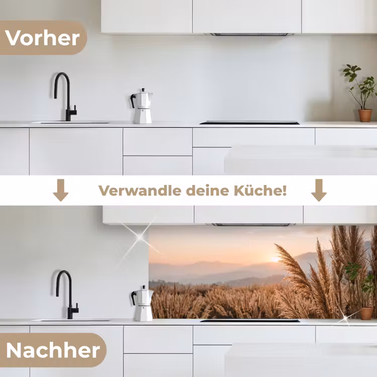 Gras - Veld - Zon - Natuur keuken achterwand 2 middel -voor-na_DE