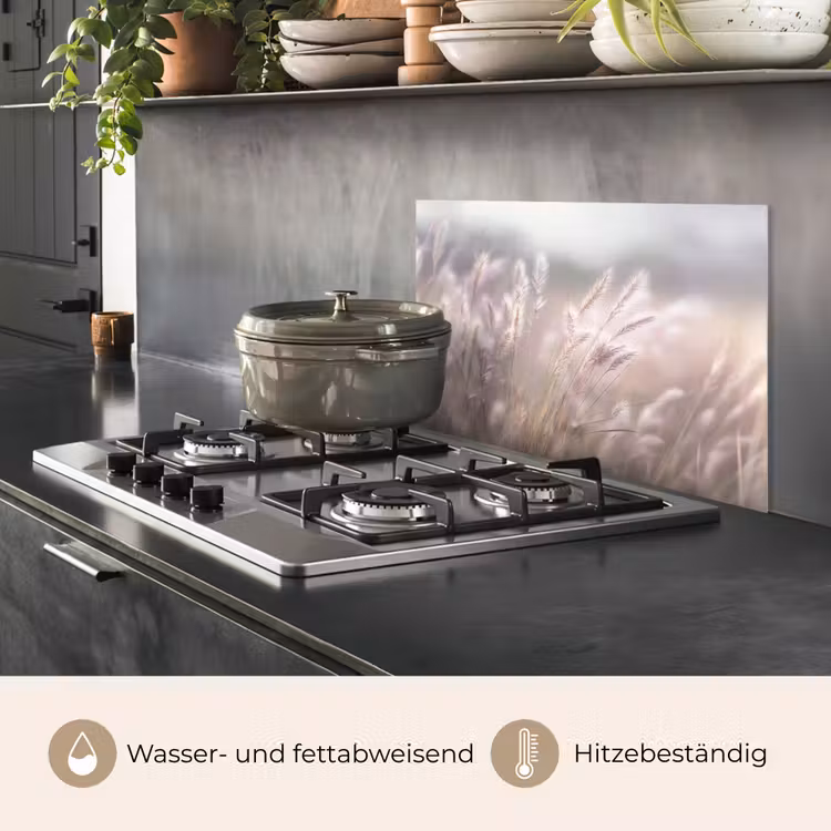 Graspluimen - Wind - Beige - Mistig keuken achterwand spatscherm klein -usp_DE