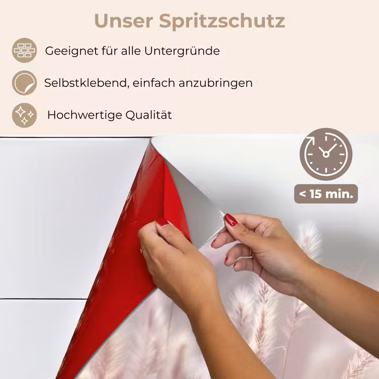 Graspluimen - Wind - Beige - Mistig keuken achterwand spatscherm klein -spatscherm_DE