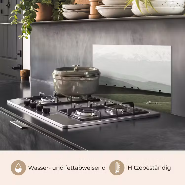 Grijs - Berg - Paarden keuken achterwand spatscherm klein -usp_DE