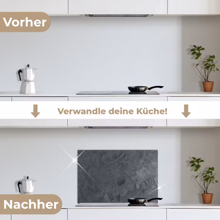 Grijs - Beton - Leisteen - Structuur - Retro keuken achterwand spatscherm klein -voor_na_DE