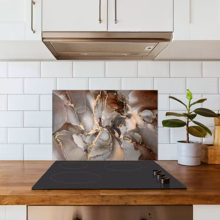 Grijs - Goud - Marmer - Marmerlook keuken achterwand spatscherm klein -sfeer2