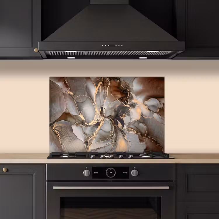 Grijs - Goud - Marmer - Marmerlook keuken achterwand spatscherm klein -sfeer1
