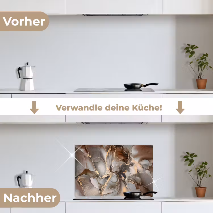 Grijs - Goud - Marmer - Marmerlook keuken achterwand spatscherm klein -voor_na_DE