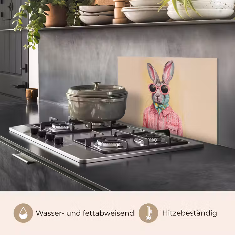 Grijs - Konijn - Blouse - Strik keuken achterwand spatscherm klein -usp_DE