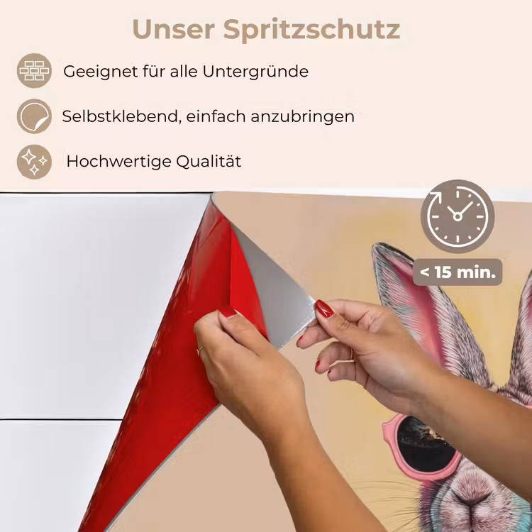 Grijs - Konijn - Blouse - Strik keuken achterwand spatscherm klein -spatscherm_DE